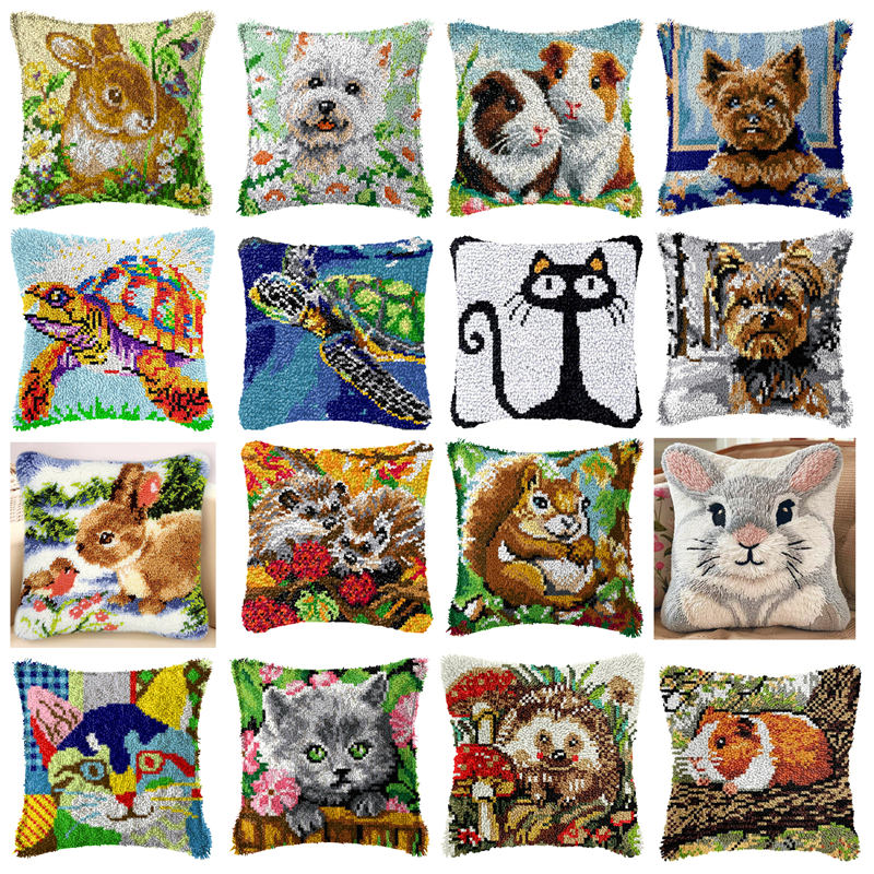 Printed Embroidery Kit - DIY Kaninchen Katze Knüpfhaken Teppich Kits