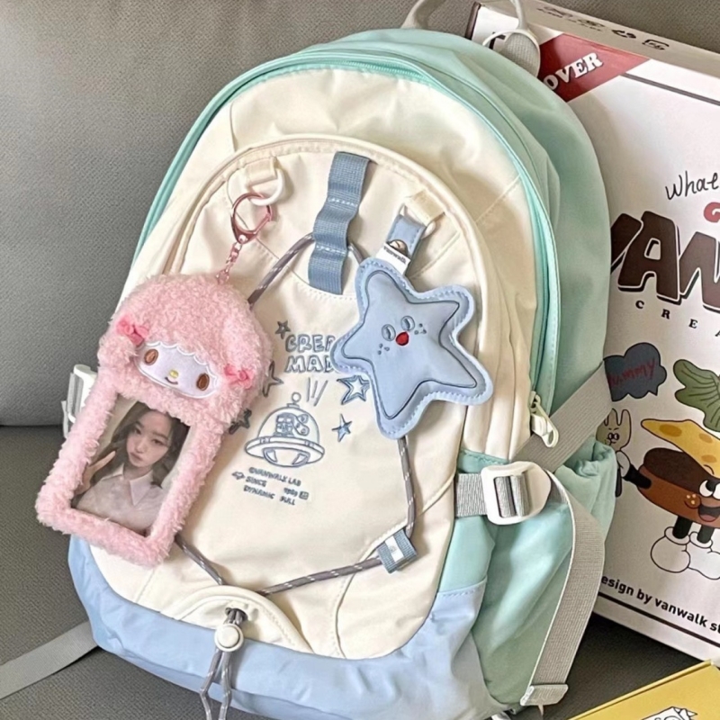 Embroidery Rabbit - Selbstgemachter Planet Rabbit Niedlicher Milchbon-Studentenmädchen-Rucksack mit