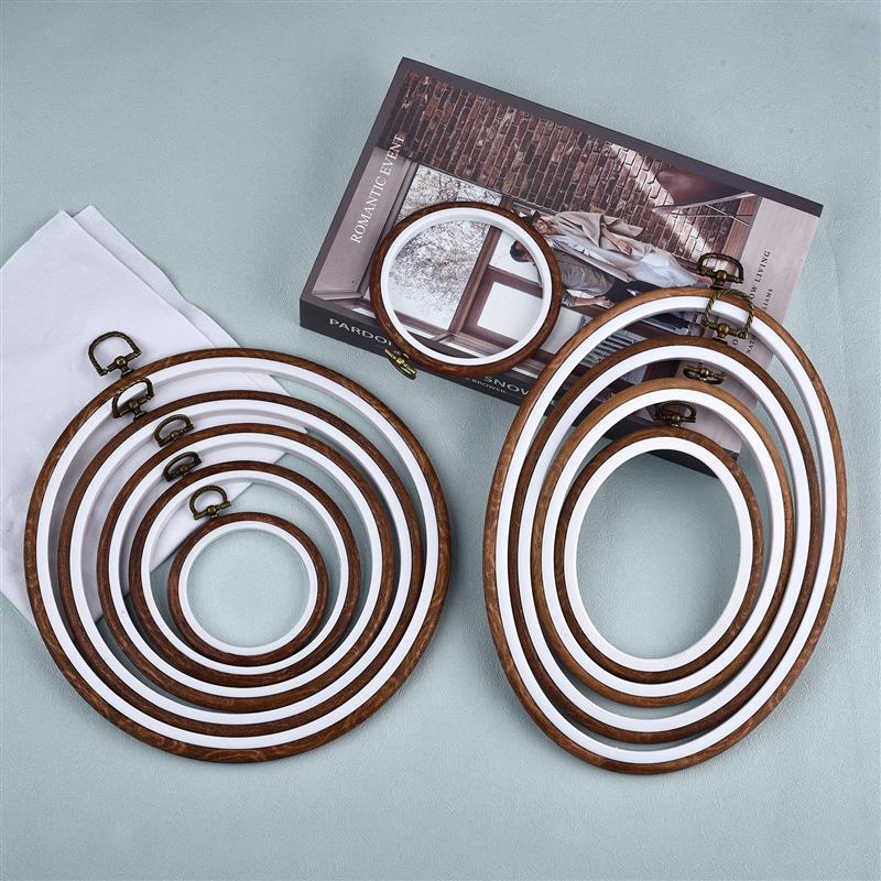 Embroidery Hoop Plastic - Nähwerkzeug Runde Ovale Holz-Stickrahmen Set Farbige