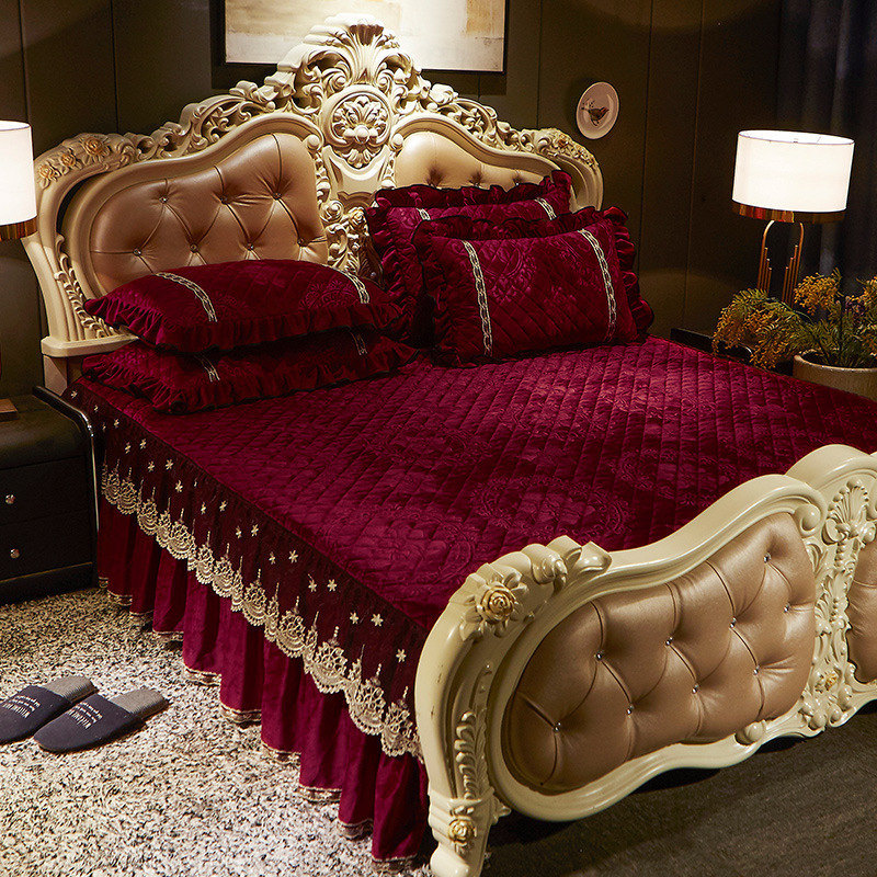 Embroidery Quilt Cover - AI WINSURE-Stickerei Spitze Samt Tages aufstrich,