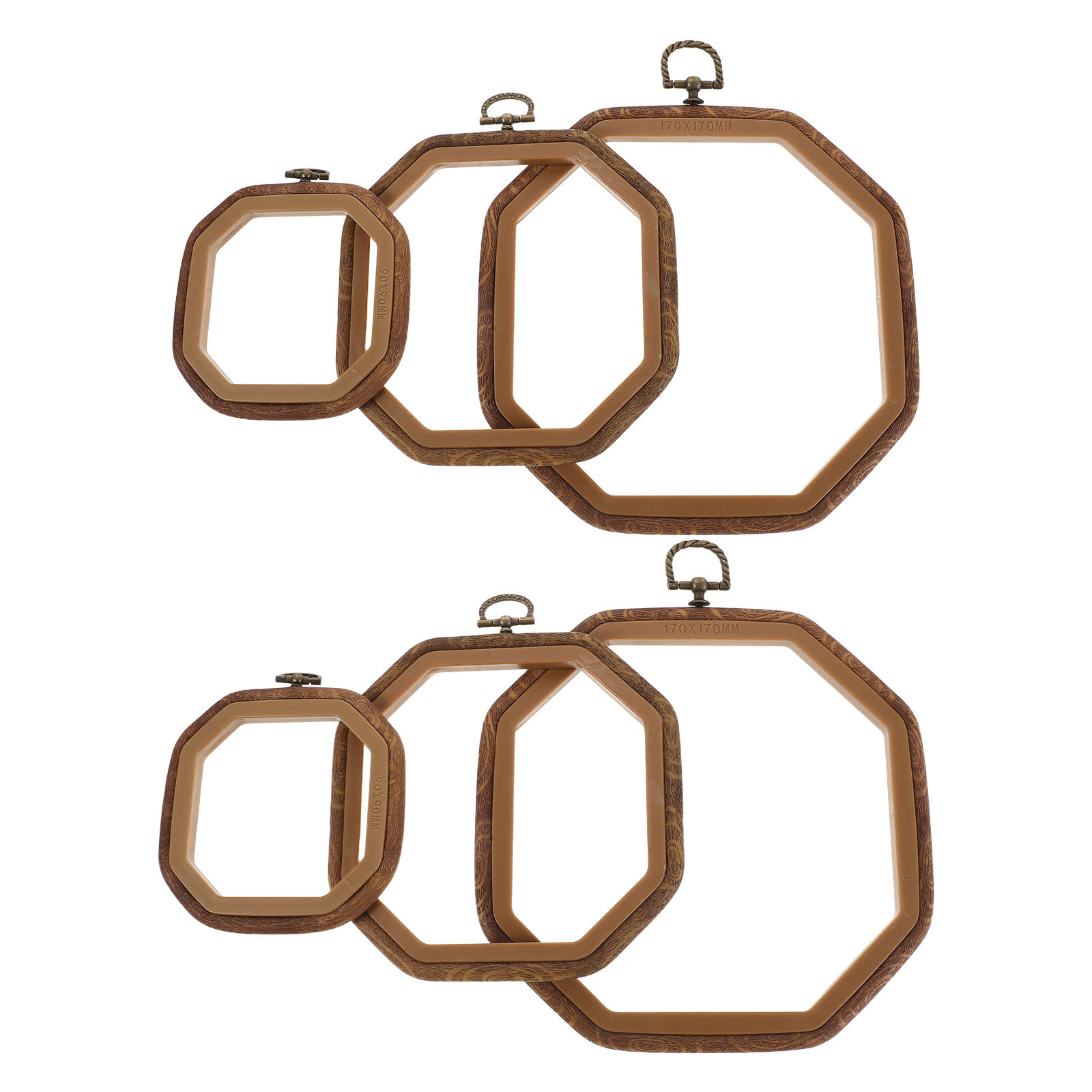 Embroidery Hoop Plastic - 6 Stück achteckige Stickrahmen aus Holzimitat,