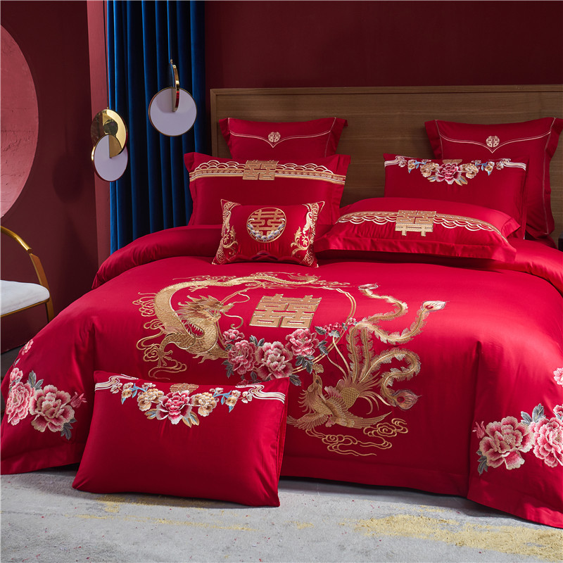 Embroidery Quilt Cover - Bettwäsche-Set aus 100 % Baumwolle, luxuriös,