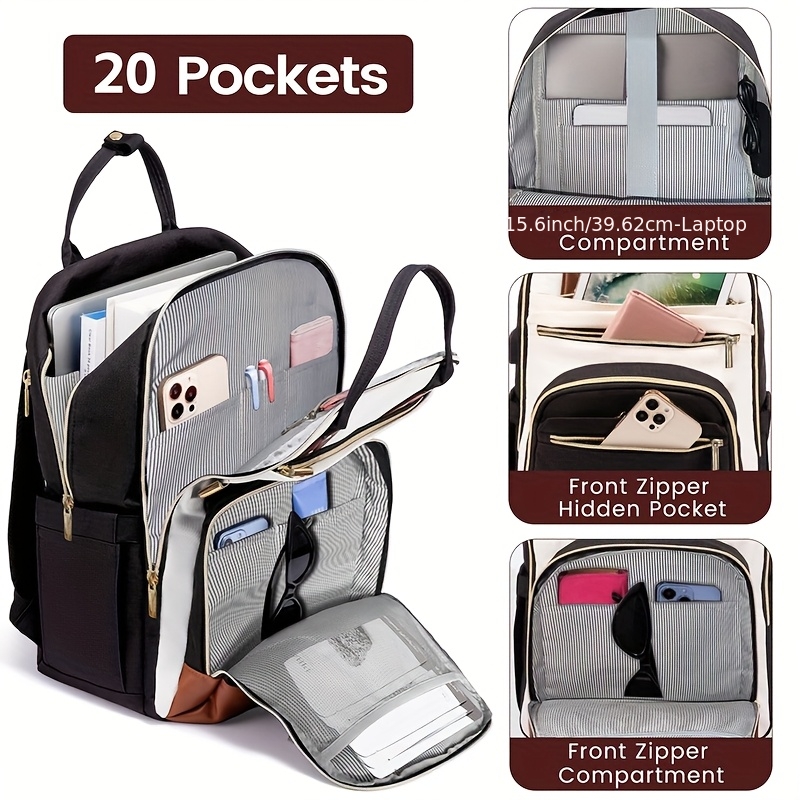 Embroidery Bag - Zweifarbiger Laptop-Rucksack für Damen, wasserabweisende, niedliche