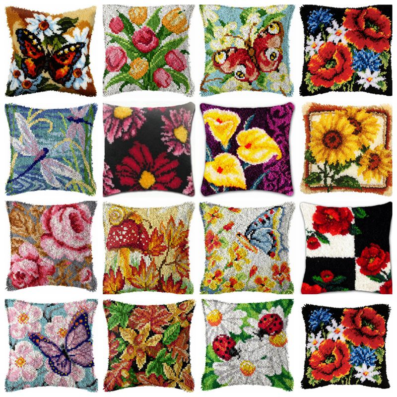 Printed Embroidery Kit - Blumen Pflanze Riegel Haken Kit Knoten