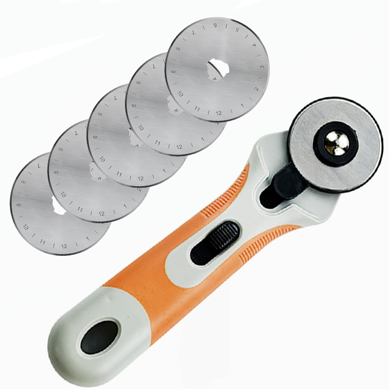 Embroidery Converter - 45-mm-Rollenschneider, Stoffschneidemesser, rutschfester Kunststoffgriff, Sicherheitsklingenverriegelung, kreisförmiger
