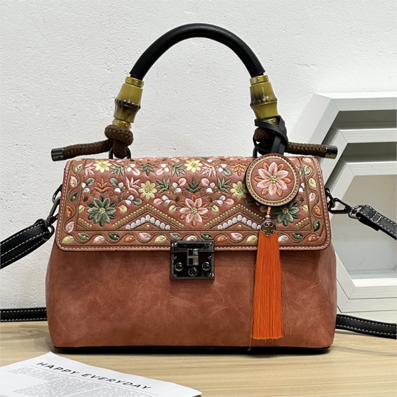Embroidery On Leather - Johnature Stickerei-Cheongsam Damen-Ledertasche 2026 Neuer Chinesischer