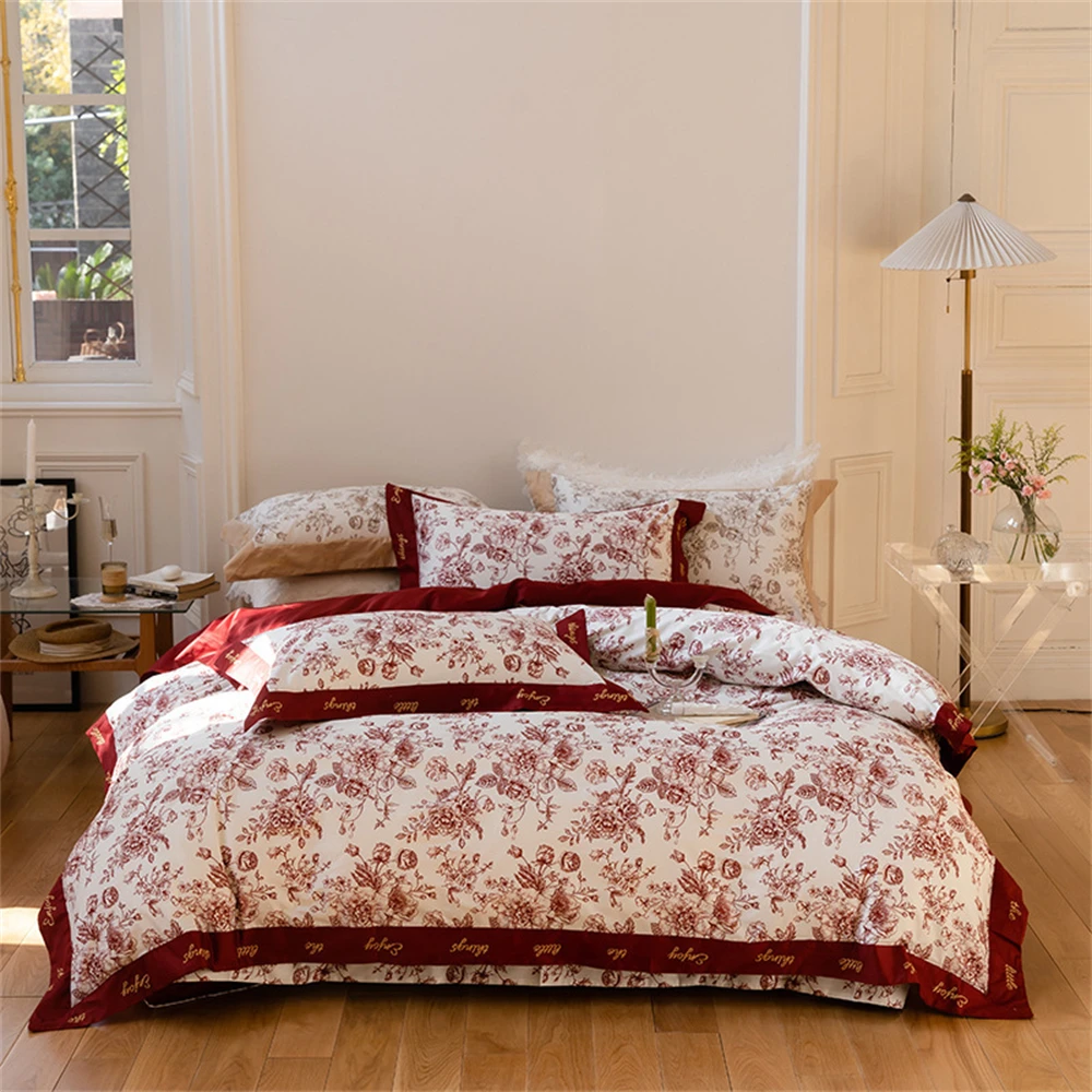 Embroidery Quilt Cover - Amerikanisch bedruckte, romantische, hochwertige, bestickte Hochzeits-Bettdecke,