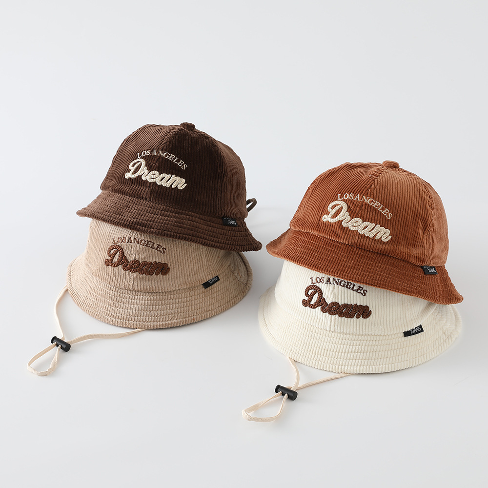 Embroidery Cap - Baby Einfarbiger Sonnenschutzhut Jungen Warmhaltender Cord-Fischerhut