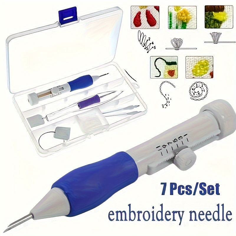 Embroidery Yarn - 7-teiliges Stickerei-Stanznadel-Nähwerkzeug-Set zum Handstricken und Nähen,