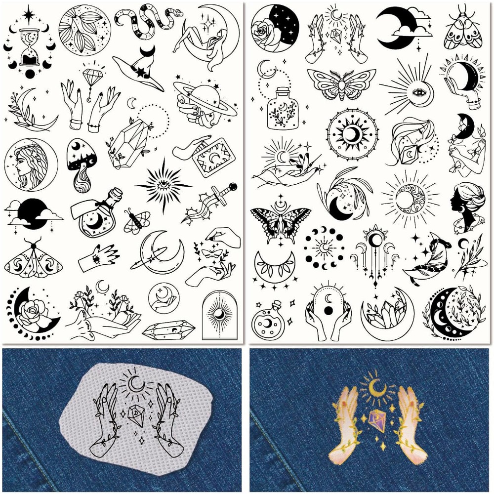 Embroidery Yarn - 51 Stück Boho Mond Sonne wasserlösliche