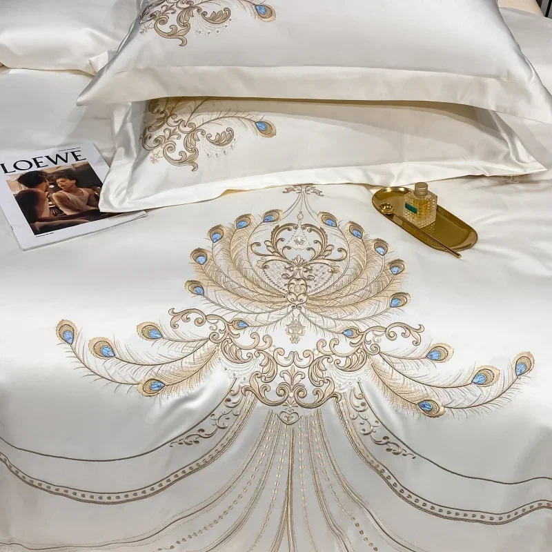 Luxus Gold feder Stickerei ägy – Embroidery Quilt Cover Bewertung und Preis