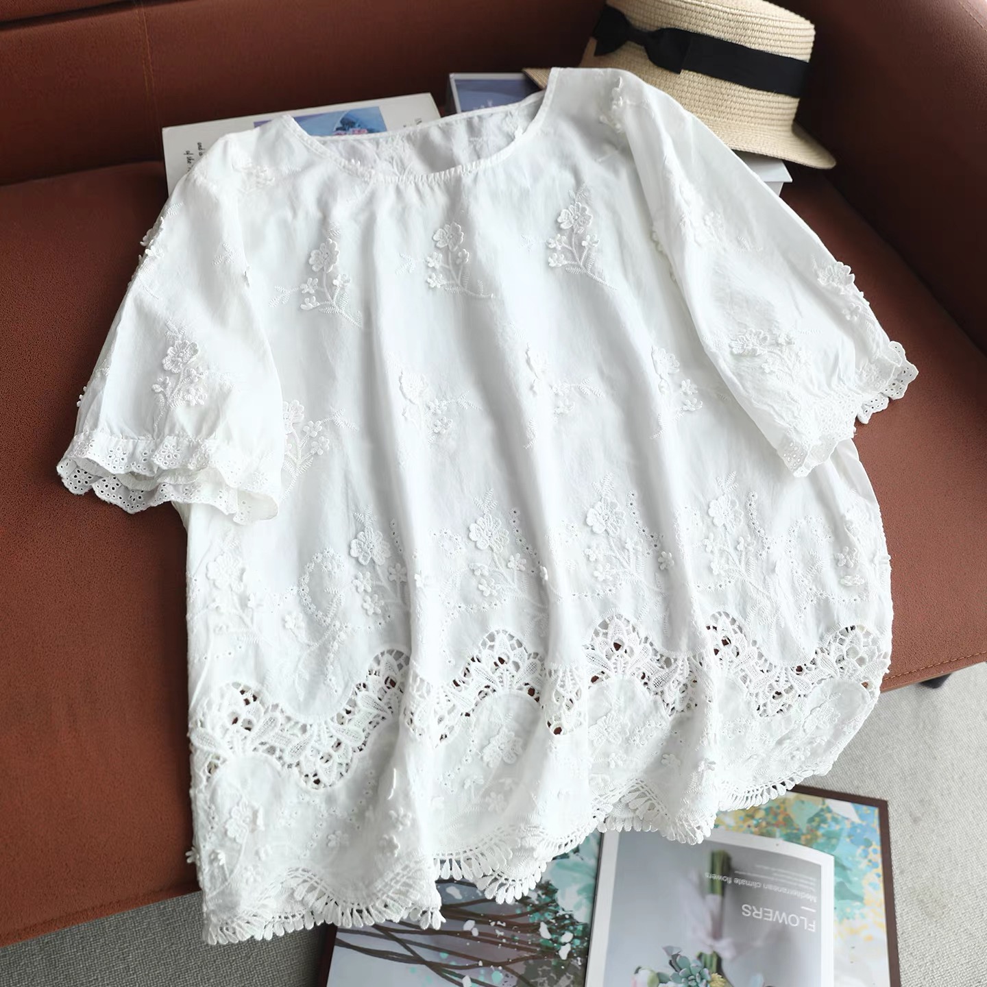 2026 Damen Vintage Weiße Baumw – Embroidery Eyelet Bewertung und Preis