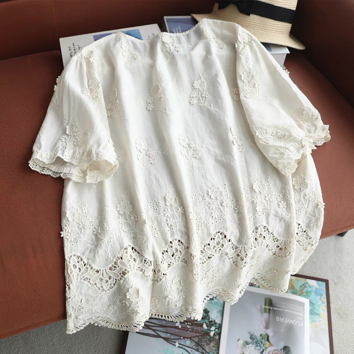 2026 Damen Vintage Weiße Baumw – Embroidery Eyelet Bewertung und Preis
