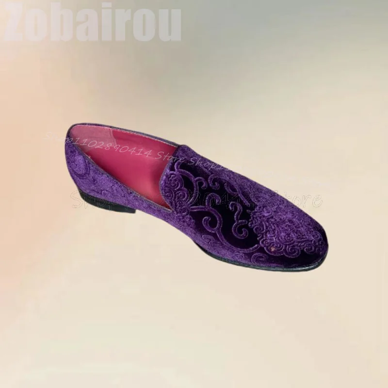 Lila Wildleder-Loafer mit Stic – Embroidery On Leather Bewertung und Preis