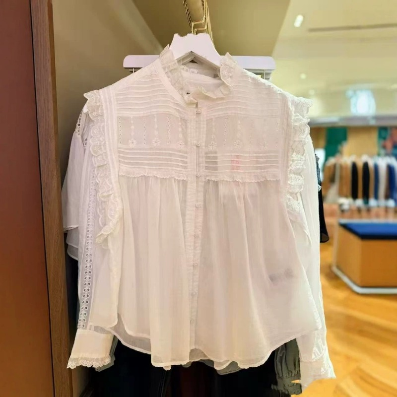 Damen-Bluse mit Rüschen, Stehk – Embroidery Eyelet Bewertung und Preis