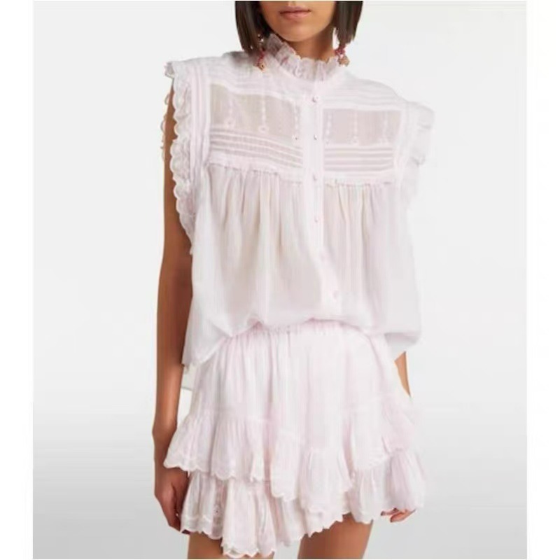 Damen-Bluse mit Rüschen, Stehk – Embroidery Eyelet Bewertung und Preis