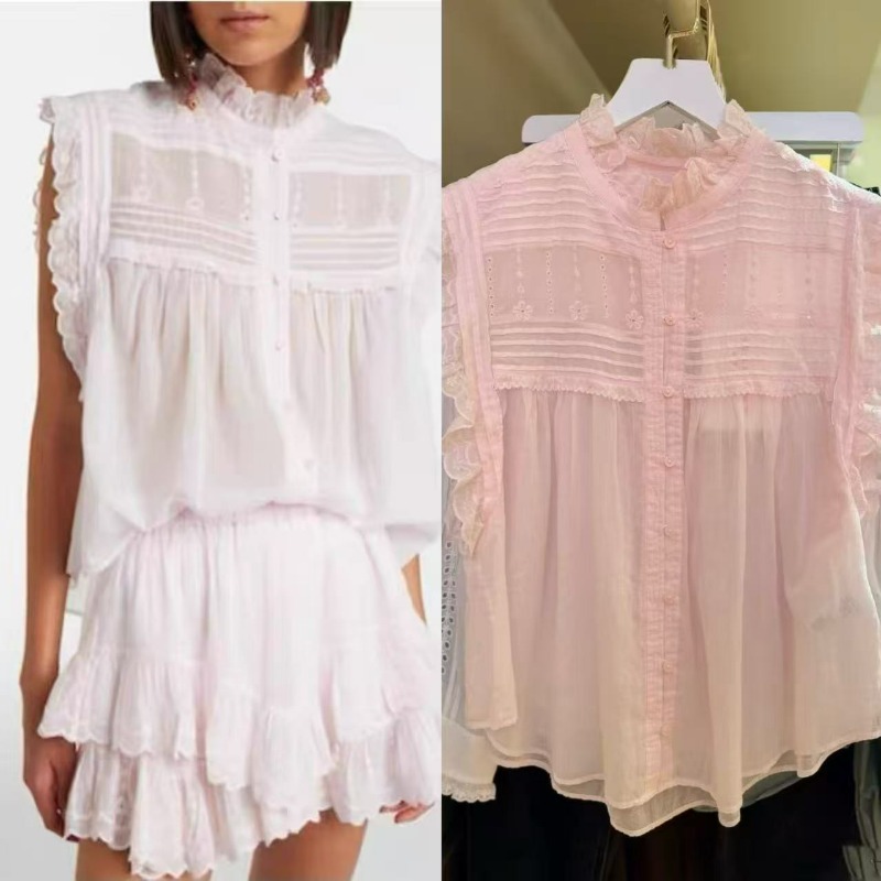Damen-Bluse mit Rüschen, Stehk – Embroidery Eyelet Bewertung und Preis