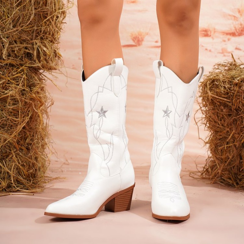 Damenstiefel, mittelhoher Scha – Embroidery On Leather Bewertung und Preis