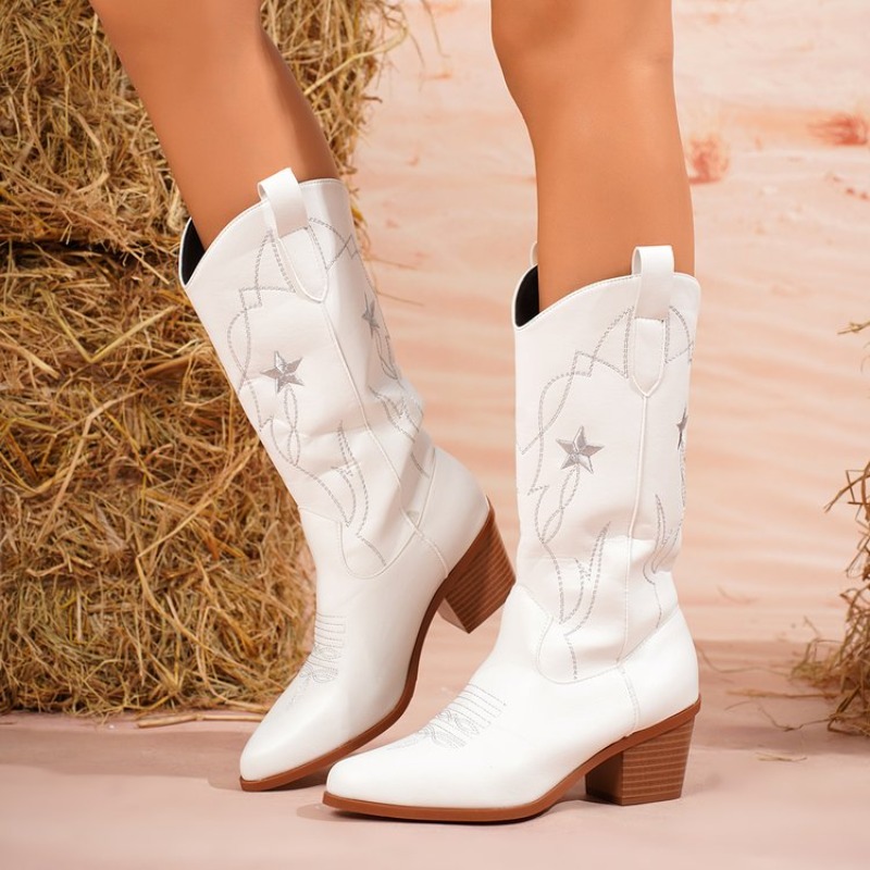 Damenstiefel, mittelhoher Scha – Embroidery On Leather Bewertung und Preis