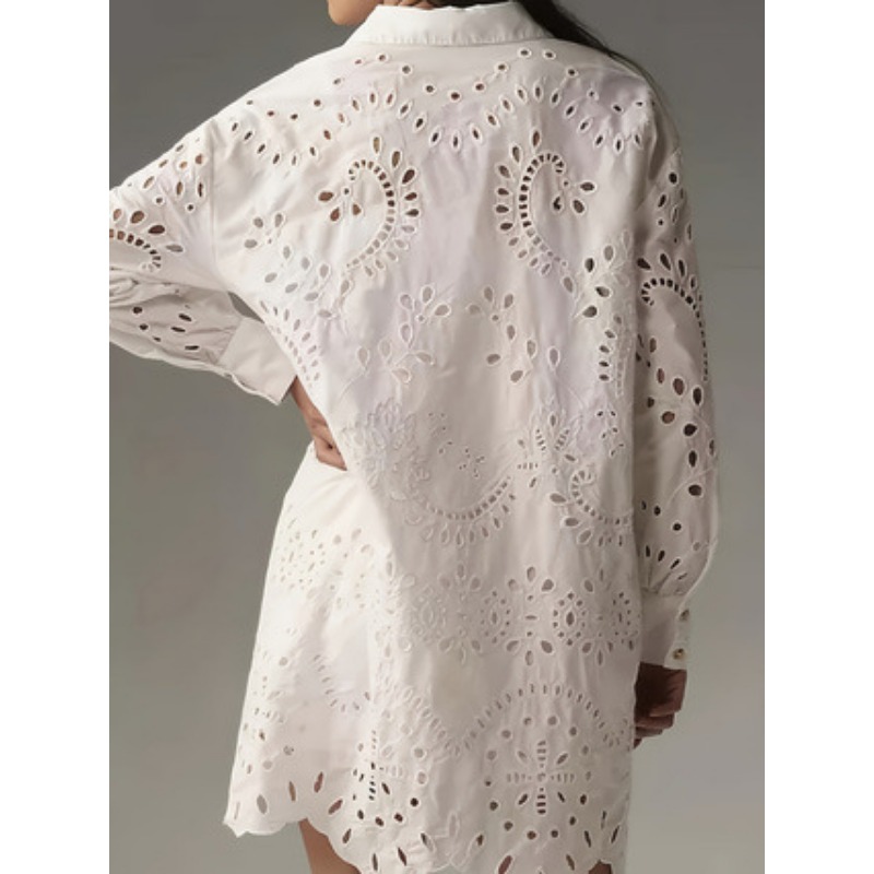 Damen-Hemdkleid mit einfarbige – Embroidery Eyelet Bewertung und Preis