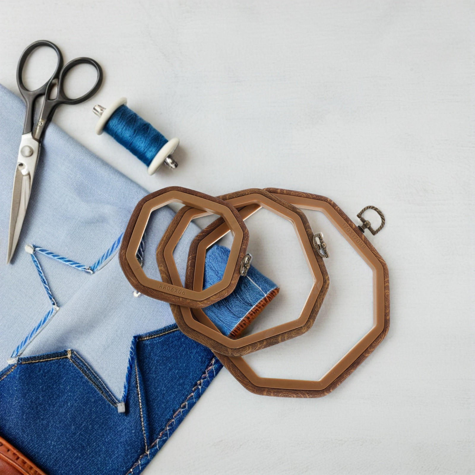 6 Stück achteckige Stickrahmen – Embroidery Hoop Plastic Bewertung und Preis