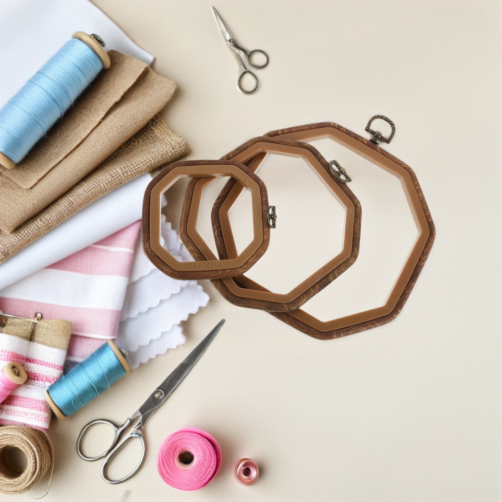 6 Stück achteckige Stickrahmen – Embroidery Hoop Plastic Bewertung und Preis