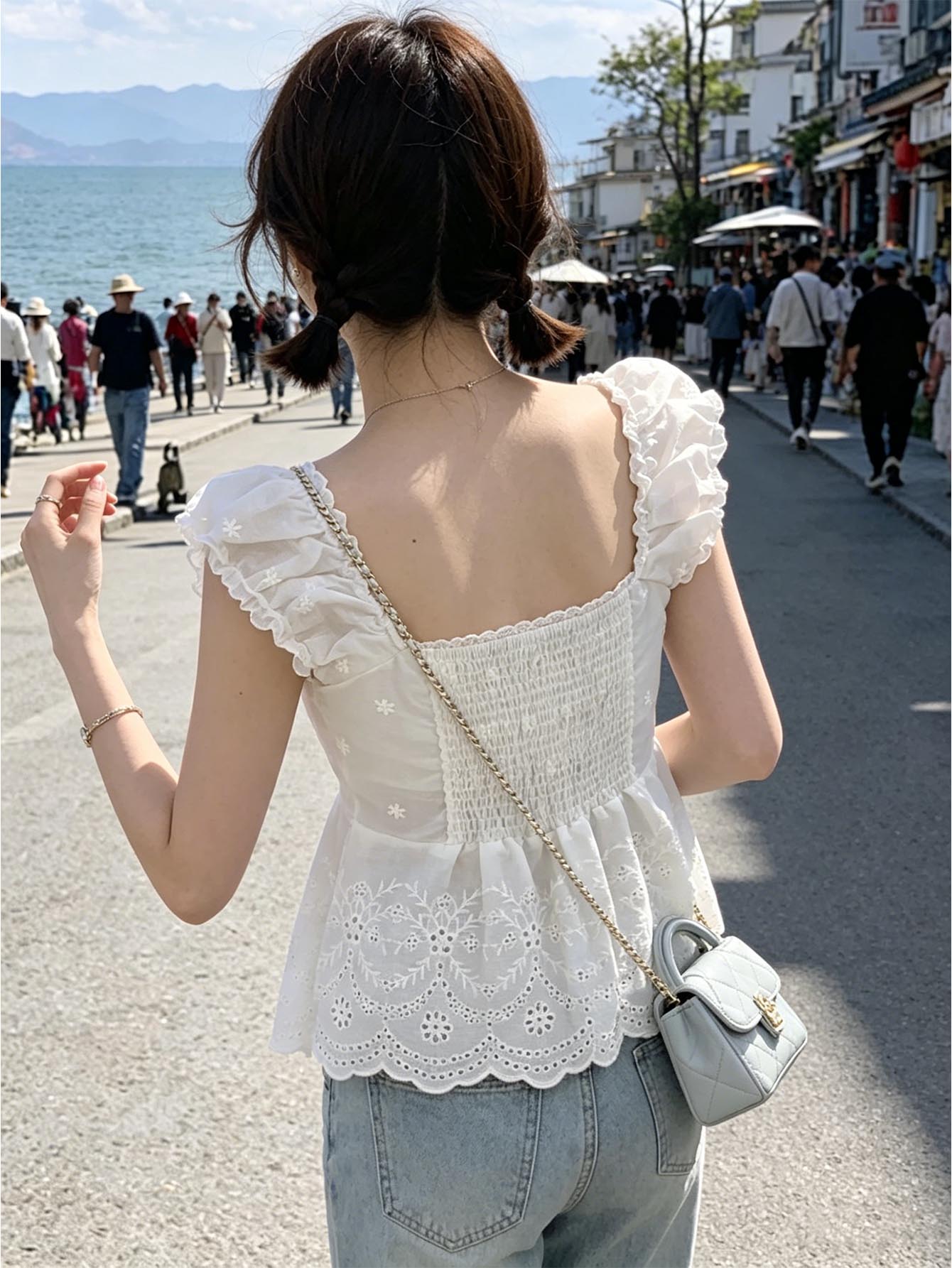 Weißes, geblümtes, besticktes  – Embroidery Eyelet Bewertung und Preis