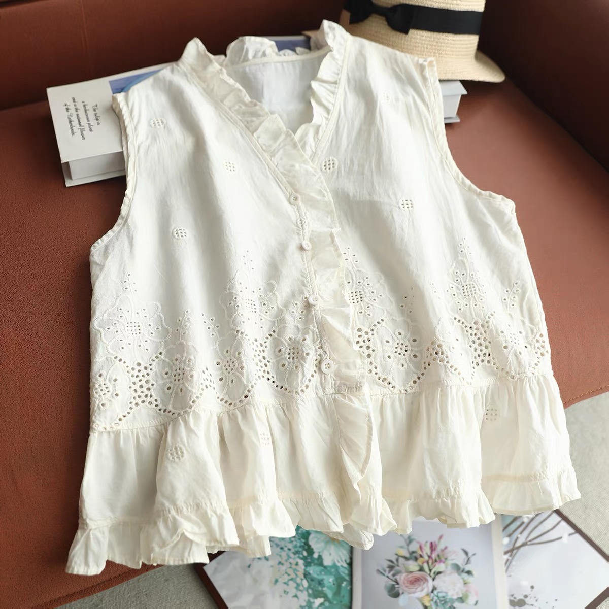 Damen Ärmelloses Westentop mit – Embroidery Eyelet Bewertung und Preis