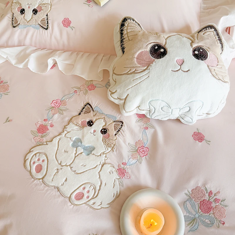 Rosa reine Baumwolle niedliche – Embroidery Quilt Cover Bewertung und Preis