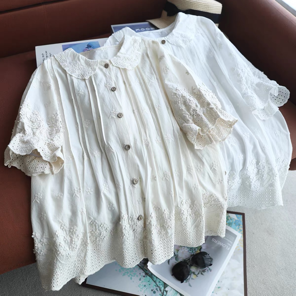 2026 Damen Spitzenbluse mit Pe – Embroidery Eyelet Bewertung und Preis