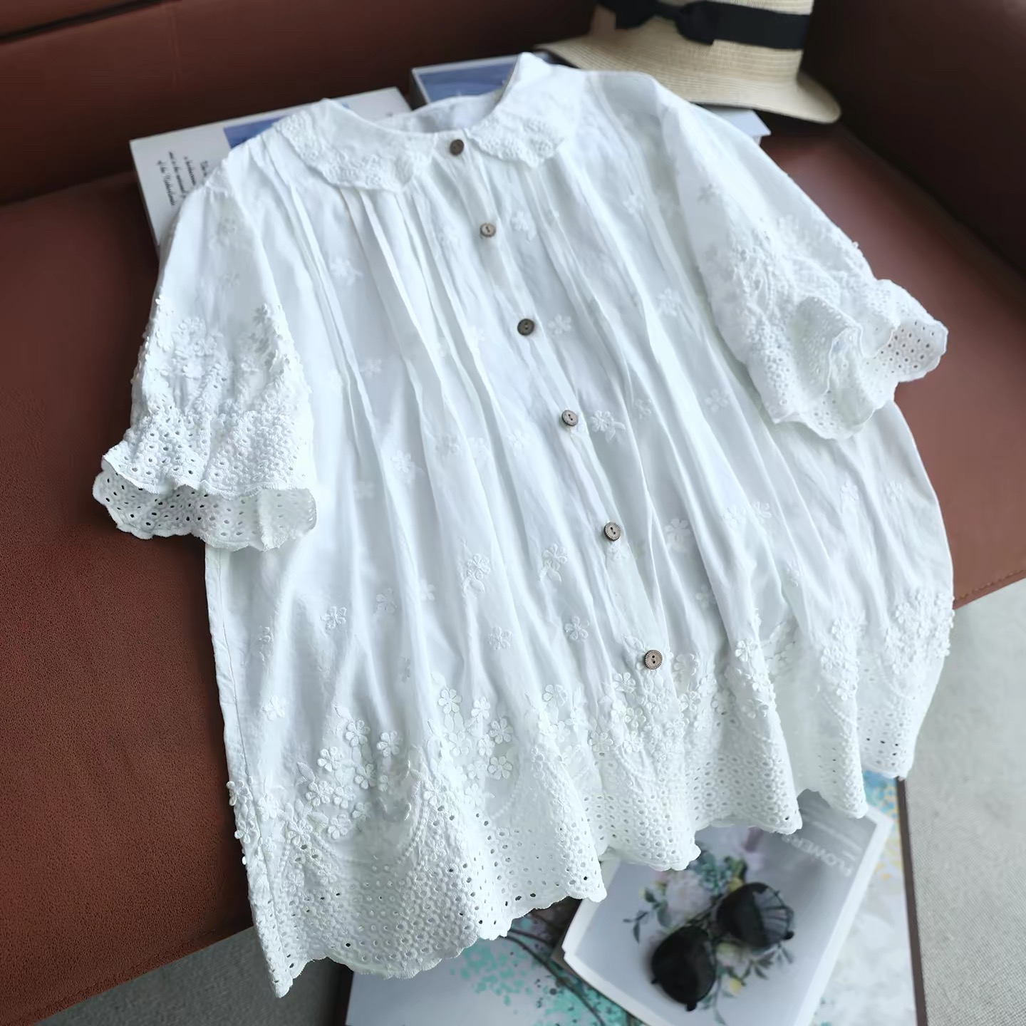 2026 Damen Spitzenbluse mit Pe – Embroidery Eyelet Bewertung und Preis