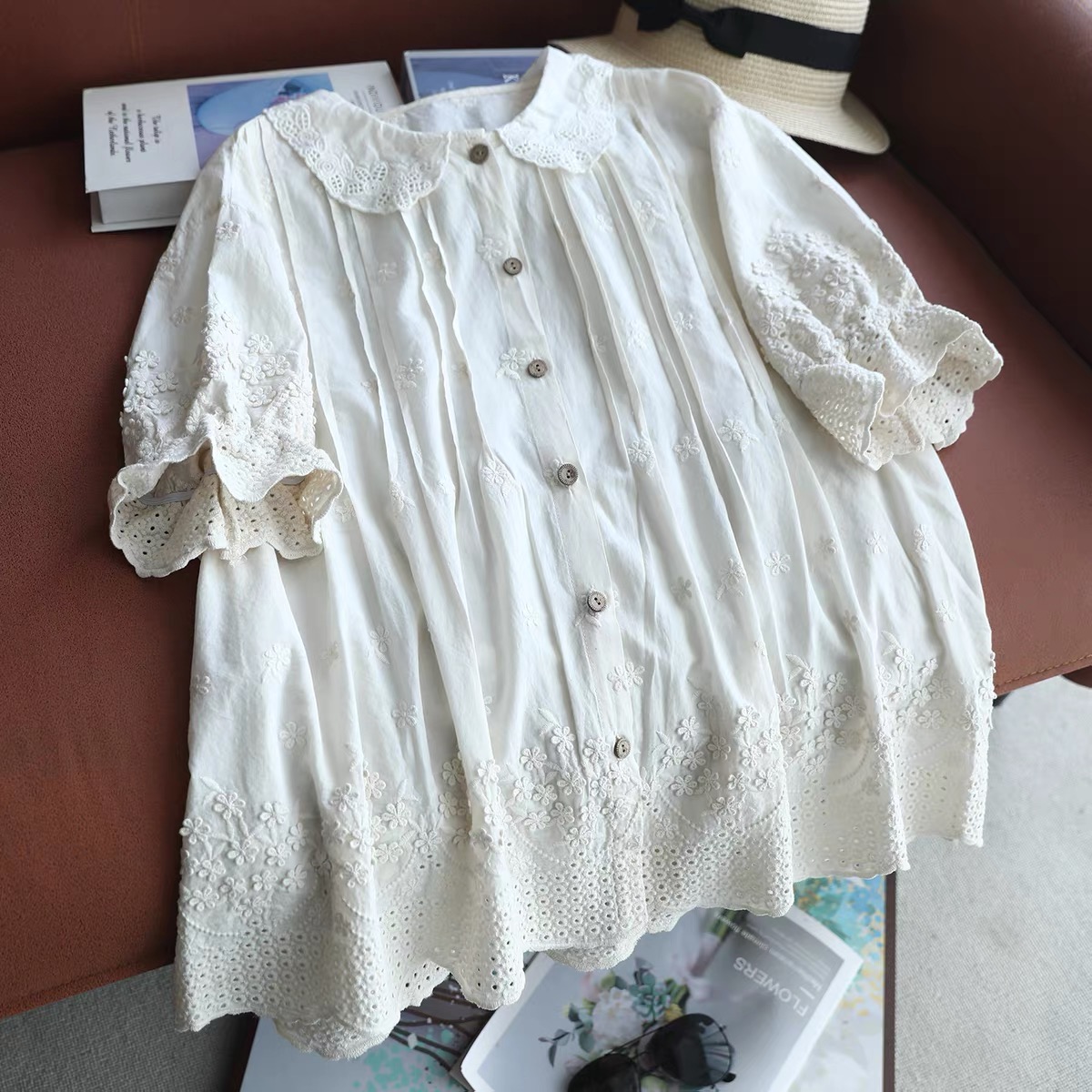 2026 Damen Spitzenbluse mit Pe – Embroidery Eyelet Bewertung und Preis